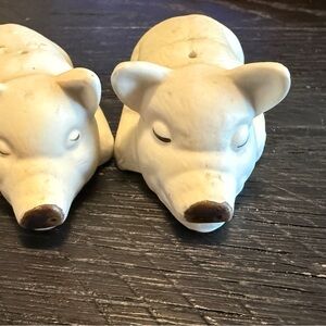 White Pig Figurines Salt and Pepper shakers